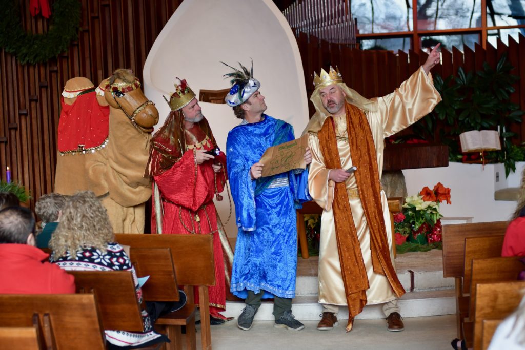 Three Kings and camel in the Living Nativity