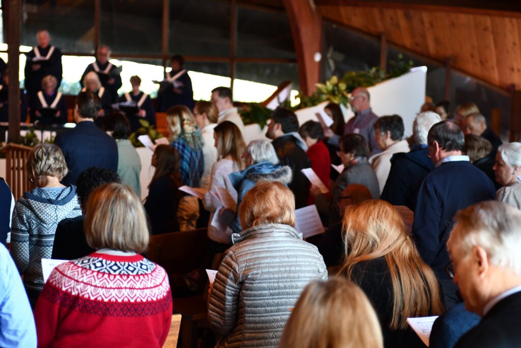 Congregation singing a hymn
